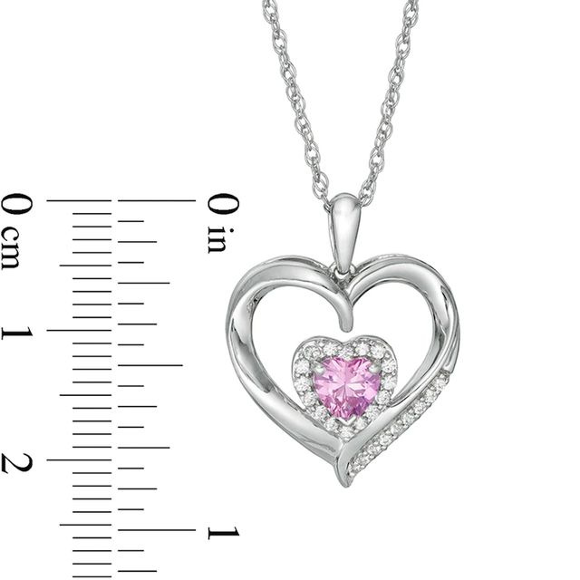 5.0mm Heart-Shaped Lab-Created White and Pink Sapphire Double Heart Pendant in Sterling Silver|Peoples Jewellers