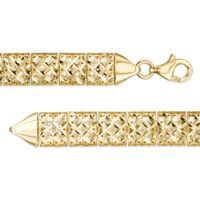 6.2mm Diamond-Cut Rectangular Link Bracelet in Hollow 10K Gold - 7.25"|Peoples Jewellers