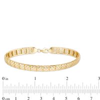 6.2mm Diamond-Cut Rectangular Link Bracelet in Hollow 10K Gold - 7.25"|Peoples Jewellers