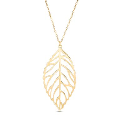 Made in Italy Leaf Cutout Pendant in 14K Gold|Peoples Jewellers