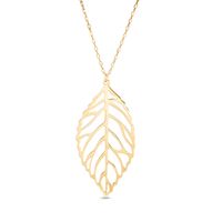 Made in Italy Leaf Cutout Pendant in 14K Gold|Peoples Jewellers