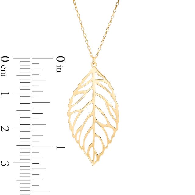 Made in Italy Leaf Cutout Pendant in 14K Gold|Peoples Jewellers