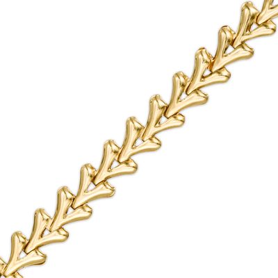 Interlocking V-Link Bracelet in 10K Gold - 7.25"|Peoples Jewellers