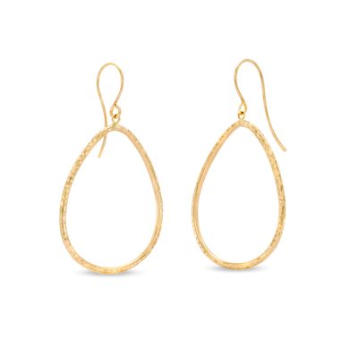 35.0 x 30.0mm Diamond-Cut Teardrop Hoop Earrings in 10K Gold