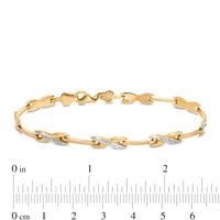 Diamond-Cut "X" Link Bracelet in 10K Two-Tone Gold - 7.25"|Peoples Jewellers