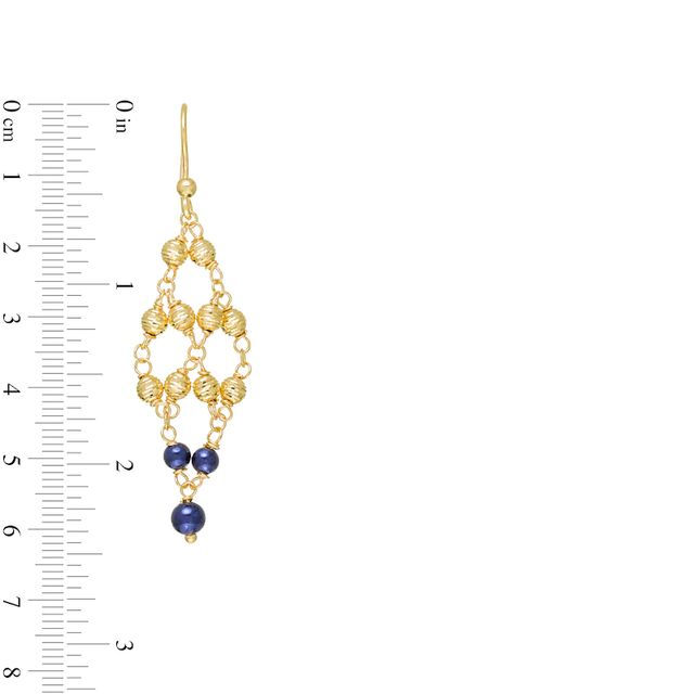 Navy Blue Enamel and Diamond-Cut Bead Drop Earrings in 14K Gold|Peoples Jewellers