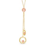 Double Circle and Bead Drop Necklace in 14K Two-Tone Gold - 17"|Peoples Jewellers