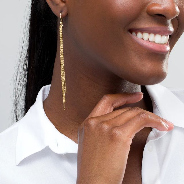 Chain Dangle Drop Earrings in 14K Gold|Peoples Jewellers
