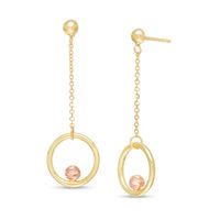 Circle and Bead Dangle Drop Earrings in 14K Two-Tone Gold|Peoples Jewellers