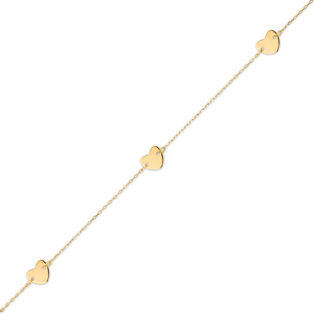 Heart Station Bracelet in 14K Gold - 7.25"|Peoples Jewellers