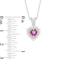 Amethyst and Lab-Created White Sapphire Heart Pendant and Stud Earrings Set in Sterling Silver and 14K Rose Gold Plate|Peoples Jewellers