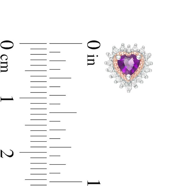 Amethyst and Lab-Created White Sapphire Heart Pendant and Stud Earrings Set in Sterling Silver and 14K Rose Gold Plate|Peoples Jewellers