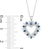 Blue Sapphire and Diamond Accent Shadow Heart Pendant in 10K White Gold|Peoples Jewellers