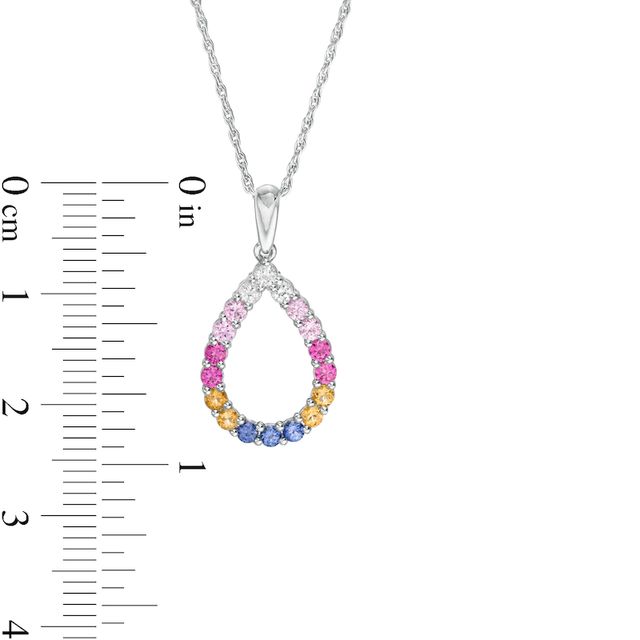 Lab-Created Multi-Colour Sapphire Teardrop Pendant in Sterling Silver|Peoples Jewellers