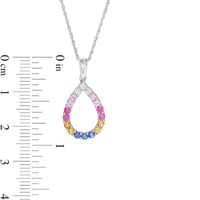 Lab-Created Multi-Colour Sapphire Teardrop Pendant in Sterling Silver|Peoples Jewellers