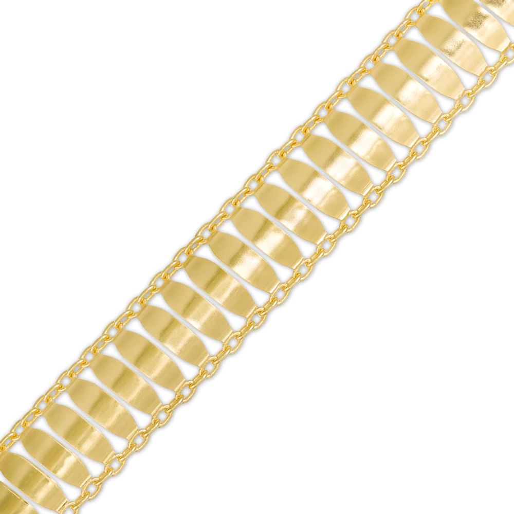 8.5mm Marquise Link Triple Row Chain Bracelet in 14K Gold - 7.5"|Peoples Jewellers