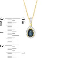 Pear-Shaped Blue Sapphire and 0.08 CT. T.W. Diamond Frame Pendant in 10K Gold|Peoples Jewellers