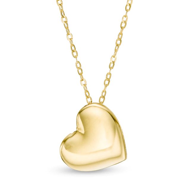 Tilted Heart Pendant in 10K Gold - 17"|Peoples Jewellers