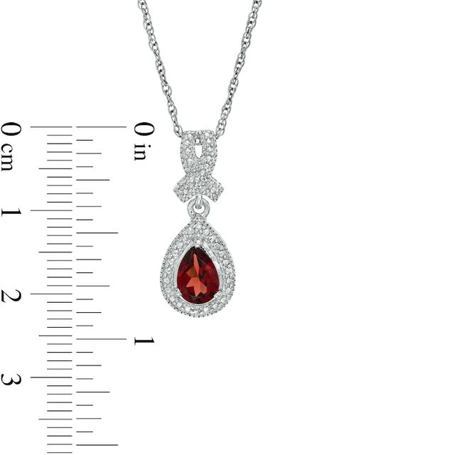 Pear-Shaped Garnet and Diamond Accent Teardrop Frame Pendant and Stud Earrings Set in Sterling Silver|Peoples Jewellers