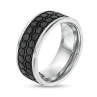 Men's 10.0mm Tire Tread Carbon Fibre Inlay Wedding Band in Tungsten - Size 10|Peoples Jewellers