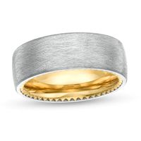 Men's 8.0mm Brushed Gear Comfort-Fit Wedding Band in Two-Tone Tantalum - Size 10|Peoples Jewellers