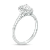 1.11 CT. T.W. Certified Pear-Shaped Diamond Frame Engagement Ring in 14K White Gold (I/I2)|Peoples Jewellers