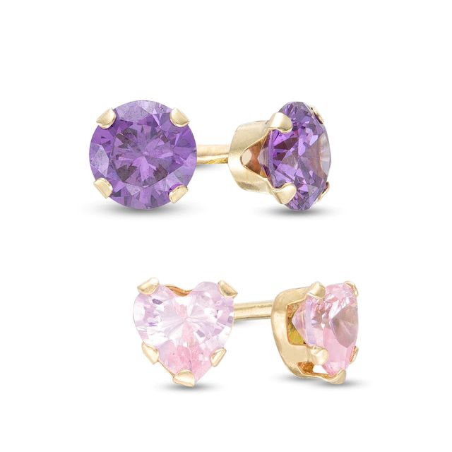 4.0mm Cubic Zirconia Solitaire Stud Earrings Set in 14K Gold|Peoples Jewellers