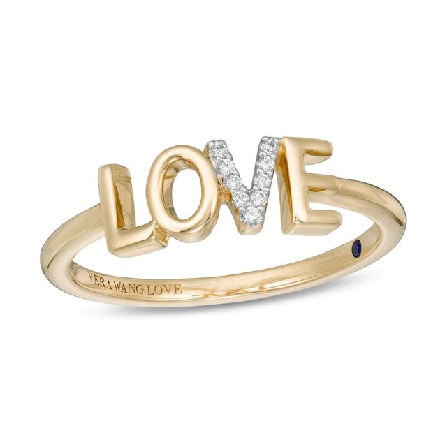 Vera Wang Love Collection Diamond Accent "LOVE" Ring in 10K Gold