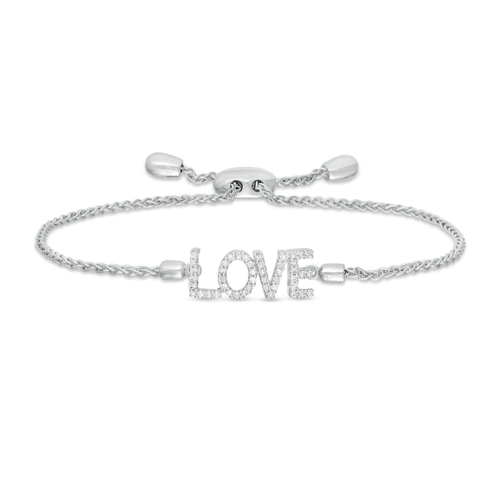 Vera Wang Love Collection 0.18 CT. T.W. Diamond "LOVE" Bolo Bracelet in Sterling Silver - 9.0"|Peoples Jewellers