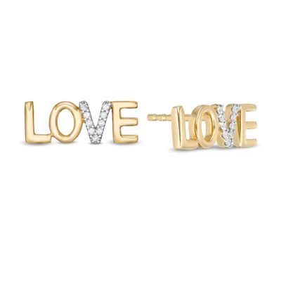 Vera Wang Love Collection 0.04 CT. T.W. Diamond "LOVE" Stud Earrings in 10K Gold|Peoples Jewellers