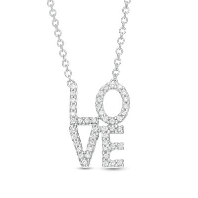 Vera Wang Love Collection 0.18 CT. T.W. Diamond "LOVE" Necklace in Sterling Silver - 19"|Peoples Jewellers