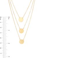 Italian Gold Polished Disc Triple Strand Necklace in 14K Gold|Peoples Jewellers