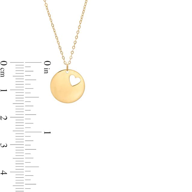 Cut-Out Heart Disc Necklace in 10K Gold