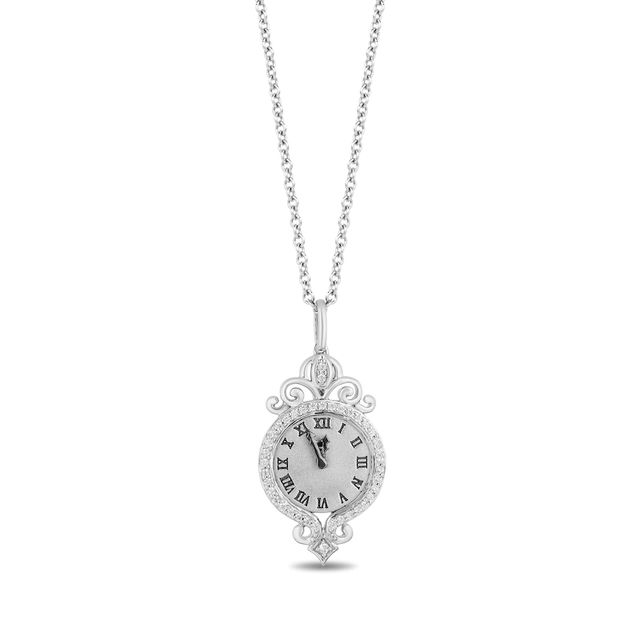 Collector's Edition Enchanted Disney Cinderella 70th Anniversary Diamond Clock Pendant in Sterling Silver - 19"|Peoples Jewellers