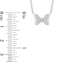 Mickey Mouse & Minnie Mouse 0.085 CT. T.W. Diamond Bow Necklace in Sterling Silver|Peoples Jewellers