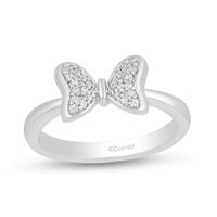 Mickey Mouse & Minnie Mouse 0.085 CT. T.W. Diamond Bow Ring in Sterling Silver|Peoples Jewellers