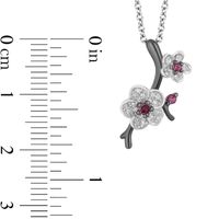 Enchanted Disney Mulan Live Action Rhodolite Garnet and 0.085 CT. T.W. Diamond Flower Pendant in Sterling Silver - 19"|Peoples Jewellers