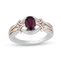 Enchanted Disney Mulan Live Action Rhodolite Garnet and 0.145 CT. T.W. Diamond Ring in Sterling Silver and 10K Rose Gold|Peoples Jewellers