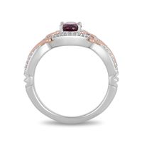 Enchanted Disney Mulan Live Action Rhodolite Garnet and 0.145 CT. T.W. Diamond Ring in Sterling Silver and 10K Rose Gold|Peoples Jewellers
