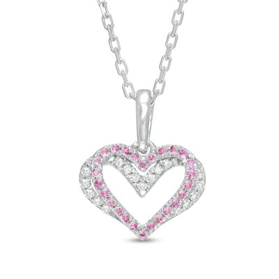 The Kindred Heart from Vera Wang Love Collection Sapphire and 0.04 CT. T.W. Diamond Pendant in Sterling Silver - 19"|Peoples Jewellers