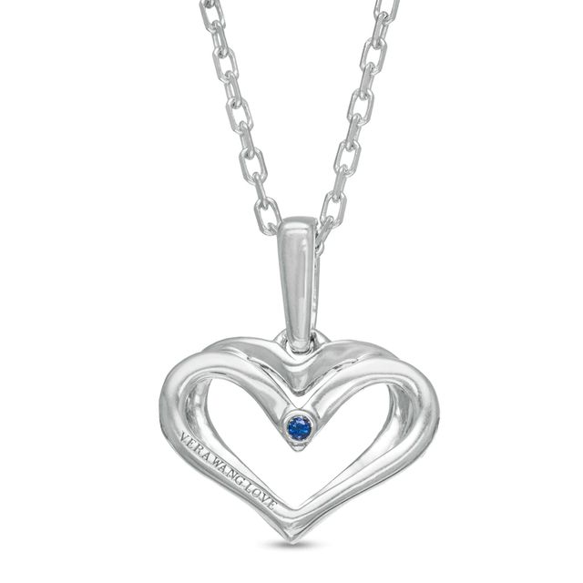 The Kindred Heart from Vera Wang Love Collection Sapphire and 0.04 CT. T.W. Diamond Pendant in Sterling Silver - 19"|Peoples Jewellers