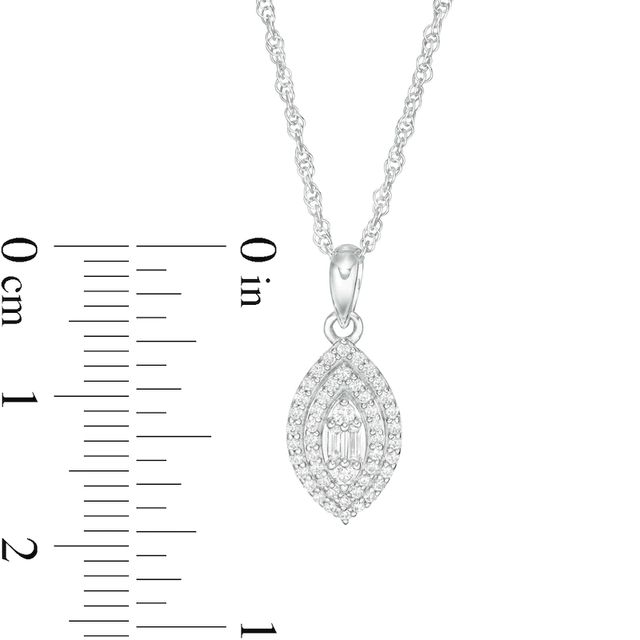0.25 CT. T.W. Baguette and Round Diamond Double Marquise Frame Pendant in 10K White Gold|Peoples Jewellers
