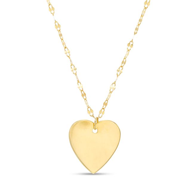 Polished Heart Disc Necklace in 10K Gold