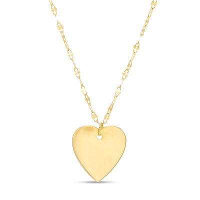 Polished Heart Disc Necklace in 10K Gold|Peoples Jewellers