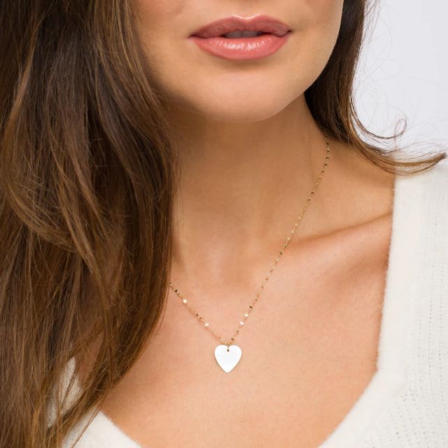 Polished Heart Disc Necklace in 10K Gold|Peoples Jewellers