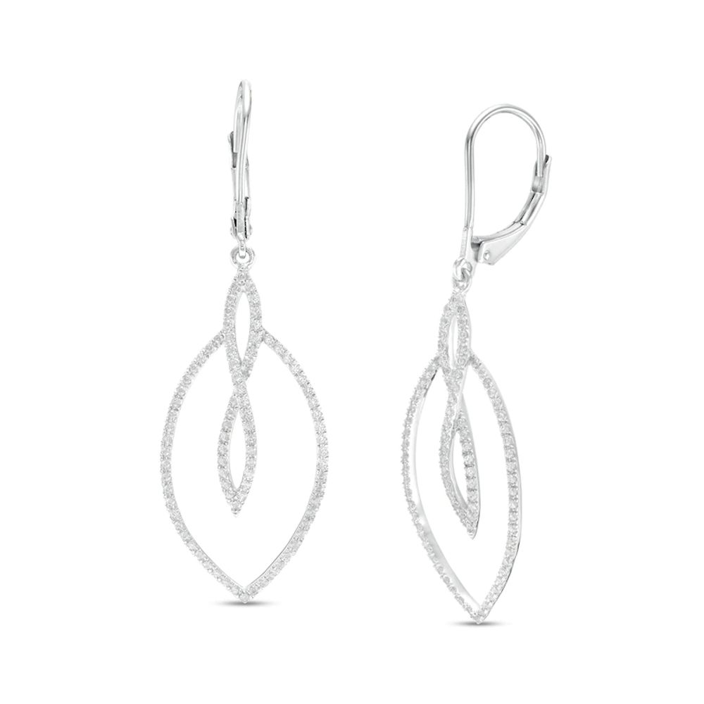 0.50 CT. T.W. Diamond Twist Loop and Marquise Drop Earrings in 10K White Gold|Peoples Jewellers