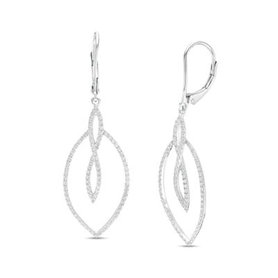 0.50 CT. T.W. Diamond Twist Loop and Marquise Drop Earrings in 10K White Gold|Peoples Jewellers