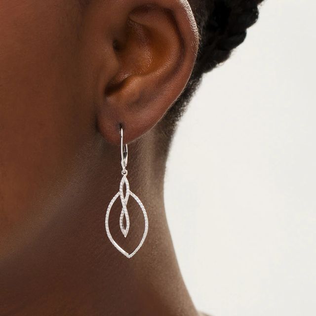 0.50 CT. T.W. Diamond Twist Loop and Marquise Drop Earrings in 10K White Gold|Peoples Jewellers
