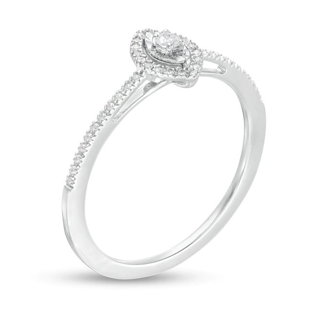 0.10 CT. T.W. Diamond Marquise Frame Promise Ring in 10K White Gold