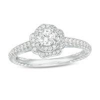 0.50 CT. T.W. Diamond Rose Frame Engagement Ring in 14K White Gold|Peoples Jewellers